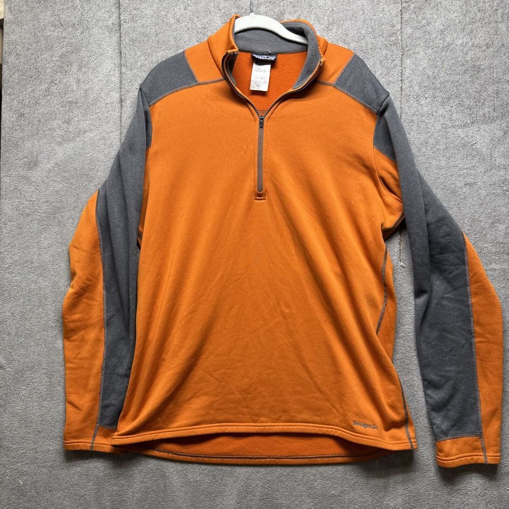 Patagonia Regulator Mens L Orange 1/4 Zip Fleece WindBlock Mid Layer Pullover